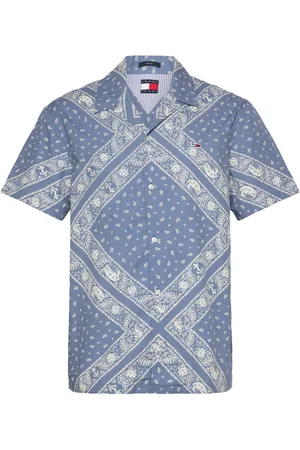 Tommy Hilfiger Tjm Reg Aop Ss Shirt Ext Tops Shirts Short-sleeved Shirts Blue
