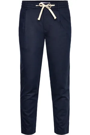 MANGO Slim-Fit Trousers With Drawstring Bottoms Trousers Casual Navy