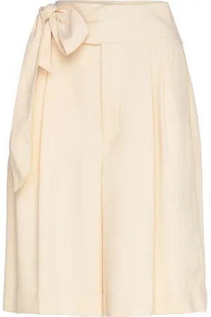 Ralph Lauren Pleated Georgette Wide-Leg Short Kort Nederdel Cream