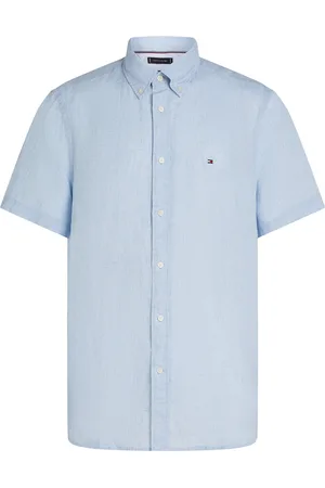 Tommy Hilfiger Pigment Dyed Linen Rf Shirt S/S Tops Shirts Short-sleeved Blue