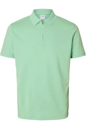 SELECTED Slhfave Zip Ss Polo Noos Tops Polos Short-sleeved Green
