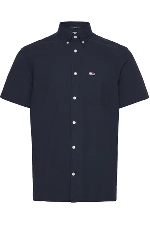 Tommy Hilfiger Tjm Reg Seersucker Ss Shirt Tops Shirts Short-sleeved Shirts Navy