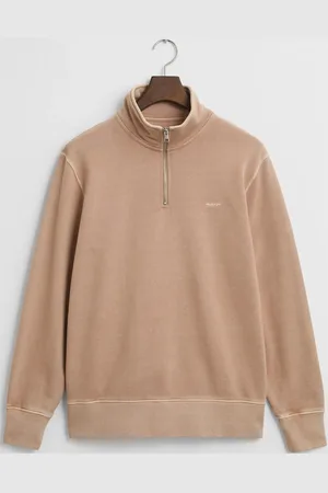 GANT Sunfaded Half Zip Sweat Tops Sweatshirts & Hoodies Sweatshirts Beige