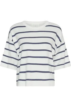 MSCH Mschgeanine Rachelle 2/4 Pullover Stp Tops Crop Tops Short-sleeved Crop Tops White