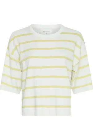 MSCH Mschgeanine Rachelle 2/4 Pullover Stp Tops Crop Tops Short-sleeved Crop Tops Yellow