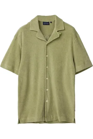 Lexington Camp Organic Cotton Terry Shirt Tops Polos Short-sleeved Green