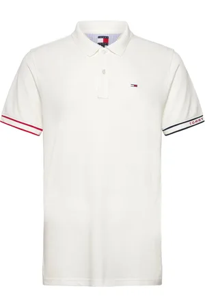 Tommy Hilfiger Tjm Slim Flag Cuff Polo Ext Tops Polos Short-sleeved White