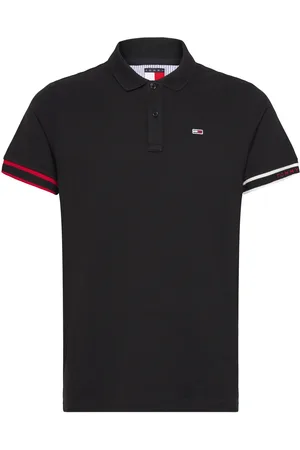 Tommy Hilfiger Tjm Slim Flag Cuff Polo Ext Tops Polos Short-sleeved Black