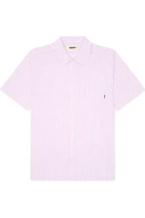 Woodbird Wbbanks Stripe Shirt Tops Shirts Short-sleeved Shirts Pink