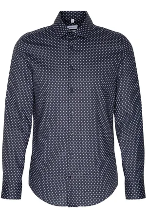 Seidensticker Cityhemden 1/1 Arm Tops Shirts Pattern Shirts Navy