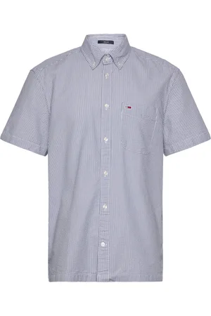 Tommy Hilfiger Tjm Reg Seersucker Stp Ss Shirt Tops Shirts Short-sleeved Shirts Blue