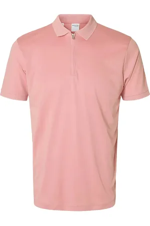 SELECTED Slhfave Zip Ss Polo Noos Tops Polos Short-sleeved Pink