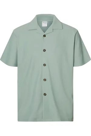 SELECTED Slhloose-Plisse Resort Ss Shirt Ex Tops Shirts Short-sleeved Green
