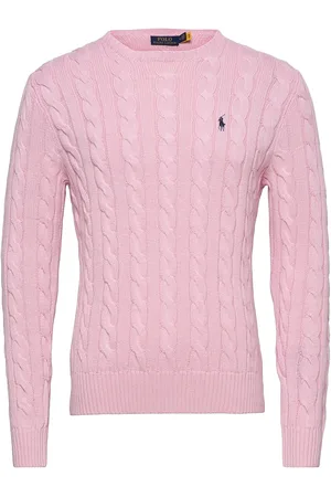 Ralph Lauren Cable-Knit Cotton Sweater Designers Knitwear Round Necks Pink