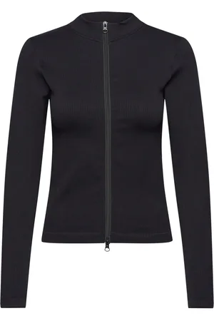 Drop Of Mindfulness Ribbed Two-Way Zipper Sport Women Sport Clothing Sport Base Layers Sport Base Layer Tops Black