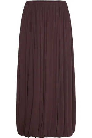 MANGO Wool-Blend Skirt With Puffed Hem Skirts Knee-length & Midi Skirts Brown