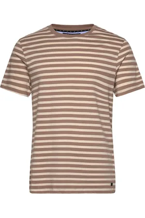 French Connection Ss Tee W Yarn Dye Stripes Tops T-Kortærmet Skjorte Brown