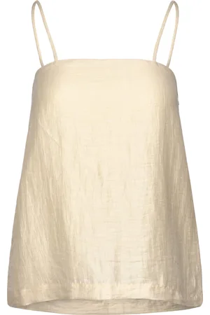 Dagmar Linen Strap Top Tops Blouses Sleeveless Cream