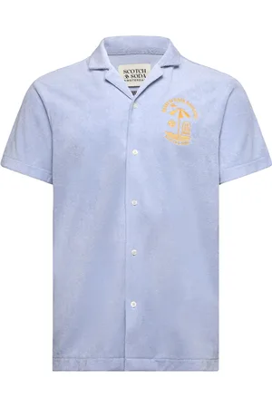 Scotch&Soda Short-Sleeved Regular Fit Towelling Shirt Tops Polos Short-sleeved Blue
