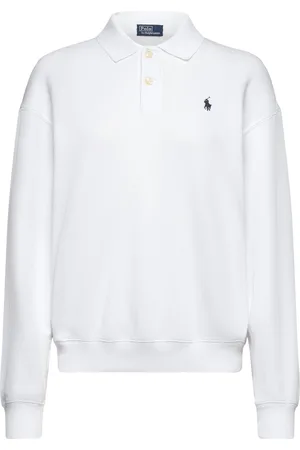 Ralph Lauren Lightweight Fleece Long-Sleeve Polo Tops T-shirts Polo Shirts White
