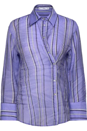 MANGO Striped Shirt With Multi-Position Closure Tops Shirts Long-sleeved Blue