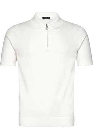 Reiss Berkley Designers Knitwear Short Sleeve Knitted Polos White