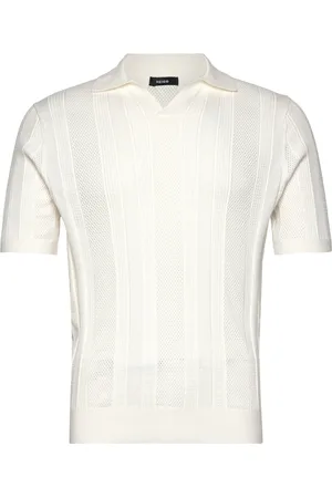 Reiss Kansas Designers Knitwear Short Sleeve Knitted Polos White