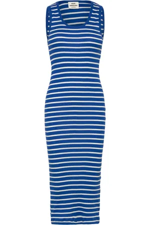 Mads Norgaard 2X2 Cotton Stripe Ama Dress Knælang Kjole Blue