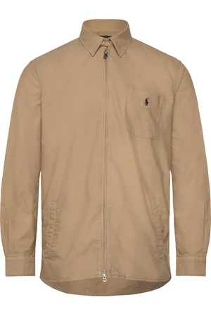Ralph Lauren Garment-Dyed Oxford Overshirt Tops Overshirts Beige