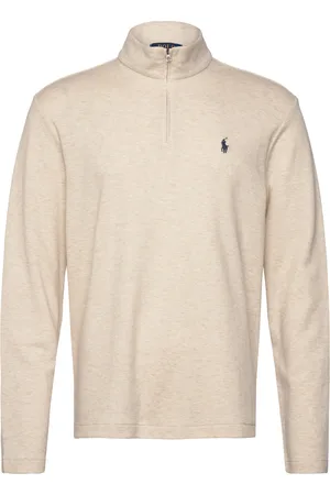 Ralph Lauren Jacquard Quarter-Zip Pullover Tops T-Langærmet Skjorte Cream