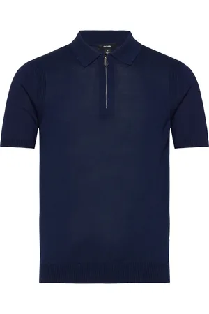 Reiss Berkley Designers Knitwear Short Sleeve Knitted Polos Navy