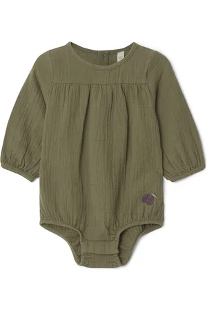 garbo&friends Olive Muslin Romper Bodies Long-sleeved Khaki Green