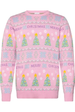 Christmas Sweats The Pinkish Christmas Sweater Tops Knitwear Round Necks Pink