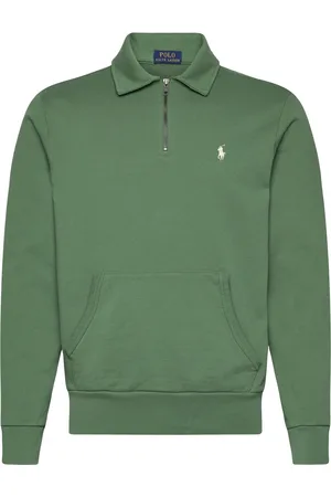 Ralph Lauren Loopback Fleece Quarter-Zip Sweatshirt Tops Sweatshirts & Hoodies Sweatshirts Green