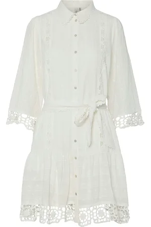 Y.A.S Thia 3/4 Shirt Dress S. Kort Kjole White