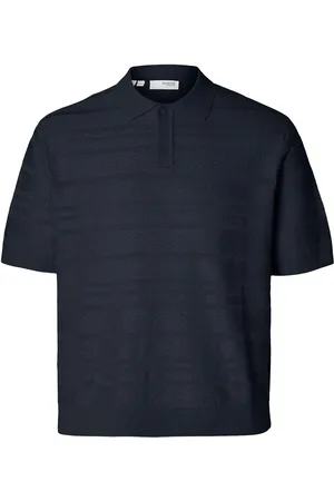 SELECTED Slhfoam Ss Knit Relaxed Structure Polo Tops Polos Short-sleeved Navy