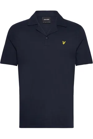 Lyle & Scott Linen Revere Collar Polo Shirt Tops Polos Short-sleeved Navy