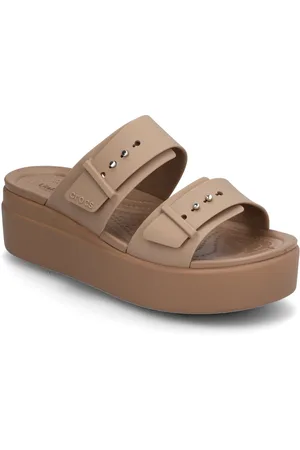 Crocs Brooklyn Buckle Lowwdg Shoes Sandals Flat Sandals Beige