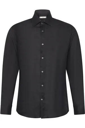 MANGO Regular-Fit 100% Linen Shirt Tops Shirts Linen Shirts Black