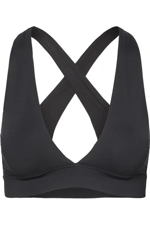 Casall V-Neck Crossback Bikini Top Sport Bikinis Bikini Tops Bandeau Bikinitops Black