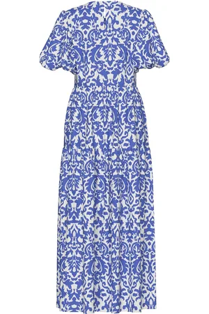 Y.A.S Greena Ss Ankle Dress S. Maxikjole Festkjole Blue