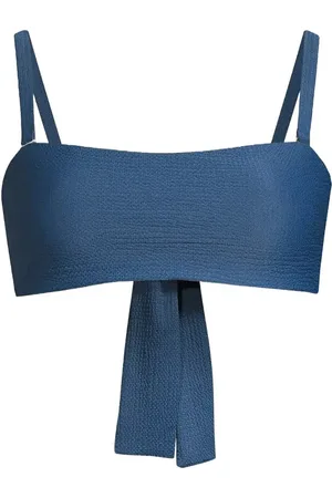 Casall Waffle Bandeau Tie Back Bikini Top Sport Women Sport Clothing Sport Swimwear Sport Bikinis Blue