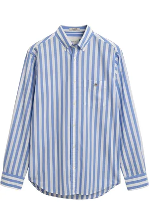 GANT Reg Classic Poplin Stripe Shirt Tops Shirts Casual Shirts Blue