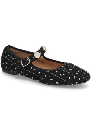 Bianco Bialilja Trimmed Mary Jane Textile Ballerinasko Ballerinaer Black