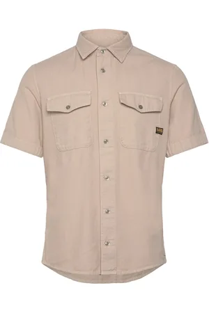 G-Star Marine Slim Shirt S\S Tops Shirts Short-sleeved Beige