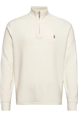 Ralph Lauren Estate-Rib Quarter-Zip Pullover Tops Knitwear Half Zip Jumpers Cream