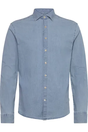 Lindbergh Soft Indigo Stretch Shirt L/S Tops Shirts Denim Shirts Blue