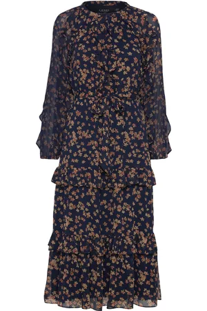 Ralph Lauren Floral Ruffle-Trim Georgette Dress Knælang Kjole Multi/patterned