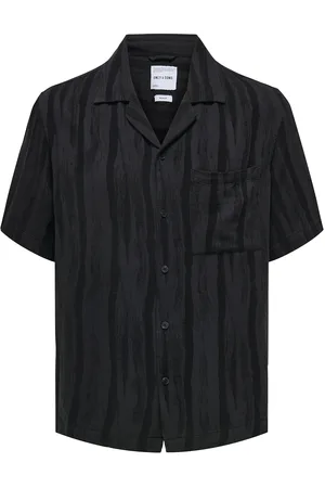 Only & Sons Onsrobert Ss Resort Linen Shirt 0253 Tops Shirts Short-sleeved Shirts Black