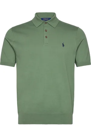 Ralph Lauren Cotton Polo-Collar Sweater Tops Polos Short-sleeved Green